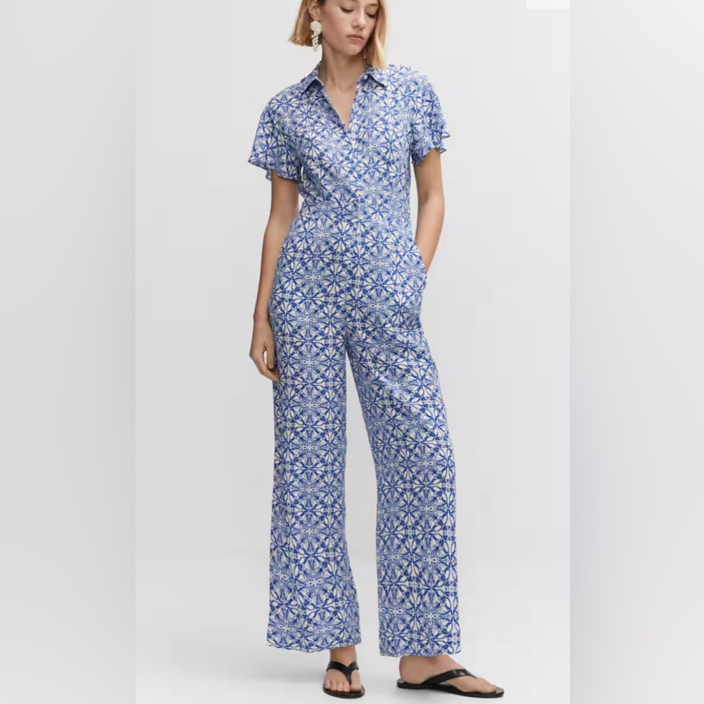 Mango Printed shirt jumpsuit